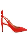Aquazzura Bow Tie 85 Suede Pumps In Red