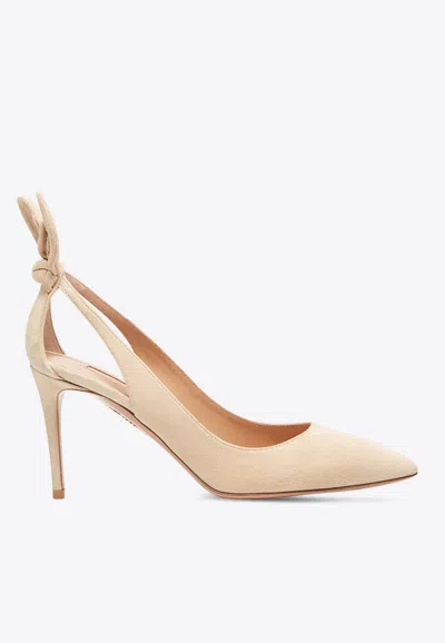 Aquazzura Bow Tie 85 Suede Pumps