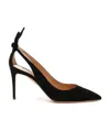 Aquazzura Bow Tie 105mm Leather Pumps In Black
