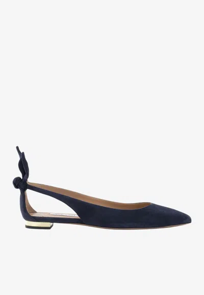 Aquazzura Bow Tie Ballet Flats In Blue