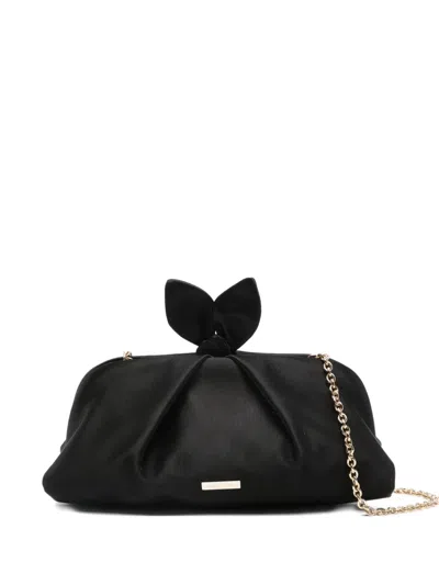 Aquazzura Bow Tie Chain Clutch Bag In Black