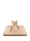 Aquazzura Bow Tie Leather Clutch In Gold