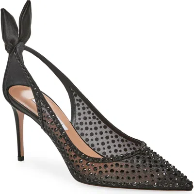 AQUAZZURA AQUAZZURA BOW TIE CRYSTAL EMBELLISHED POINTED TOE PUMP
