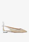Aquazzura Bow Tie Crystal Tulle Pointed-toe Flats