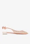 Aquazzura Bow Tie Crystal Tulle Pointed-toe Flats