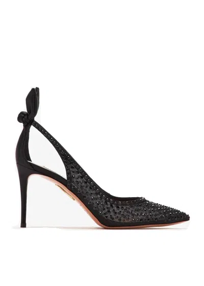 AQUAZZURA AQUAZZURA BOW TIE CRYSTAL TULLE PUMP 85