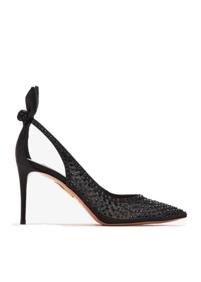 AQUAZZURA BOW TIE CRYSTAL TULLE PUMP 85