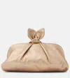 Aquazzura Bow Tie Leather Clutch In Metallic