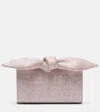 Aquazzura Bow Tie Mini Metallic-effect Twill Clutch In Pink