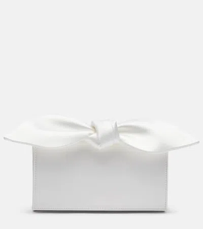 Aquazzura Bow Tie Mini Satin Clutch In White