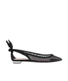 Aquazzura Black Mesh And Suede Ballerinas With Bow