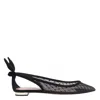 Aquazzura Black Mesh And Suede Ballerinas With Bow In Multi