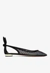 Aquazzura Black Mesh And Suede Ballerinas With Bow In Black