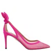 Aquazzura Bow Tie 105 Mesh & Suede Pump In Pink