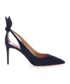 Aquazzura Bow Tie Pointed-toe Pumps In Blue