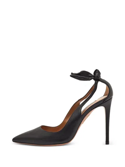 Pre-owned Aquazzura Bow Tie Pointed-toe Pumps In Black