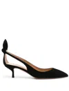 Aquazzura 50 Bow-tie Suede Pumps In Black