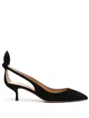 Aquazzura 50 Bow-tie Suede Pumps In Nero