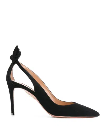 Aquazzura Suede Bow Stiletto Pumps In Black