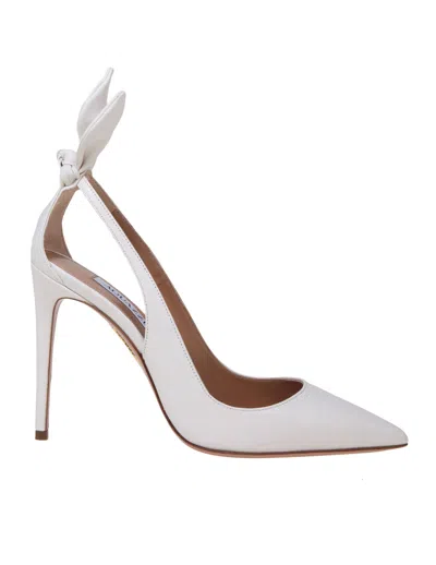 Aquazzura Bow Tie Pump 85 In White Leather