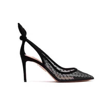 Aquazzura Net Bow Tie Pumps 85 In Black