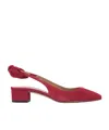 Aquazzura Very Bow Tie 35 Suede Slingback Pumps In Red