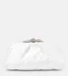 Aquazzura Bow Tie Small Embellished Satin Clutch In White