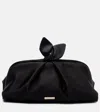 Aquazzura Bow Tie Small Velvet Clutch In Black