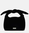 Aquazzura Bow Tie Small Velvet Tote Bag In Black