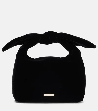 AQUAZZURA BOW TIE SMALL VELVET TOTE BAG