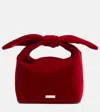 Aquazzura Bow Tie Small Velvet Tote Bag In Red