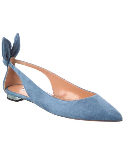 Aquazzura Bow Tie Suede Ballet Flat In Animal Print
