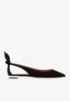 Aquazzura Forever Marilyn Cutout Ballet Flats In Black Suede