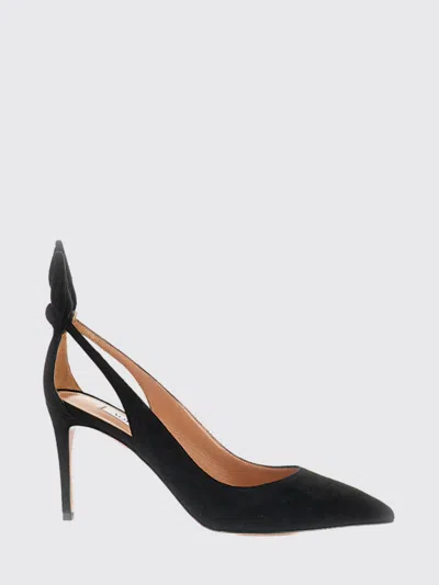 Aquazzura Bow Tie Suede Pumps With Stiletto Heel And Knot Detail In Blue