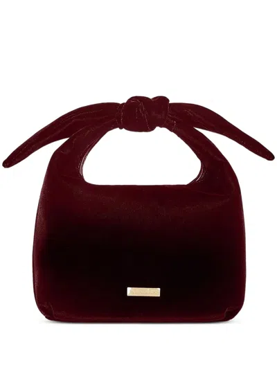 Aquazzura Bow-tie Velvet Tote Bag In Red