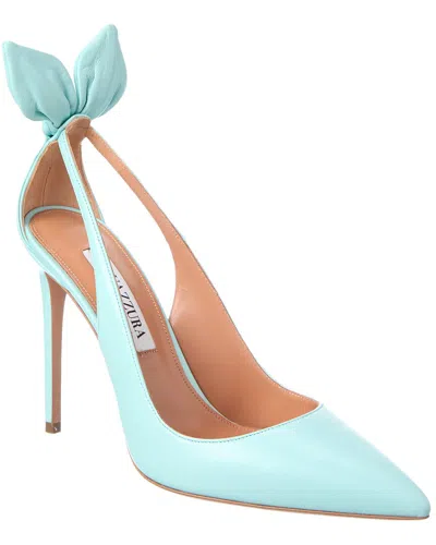 Aquazzura Bow-tie Leather Pump In Blue