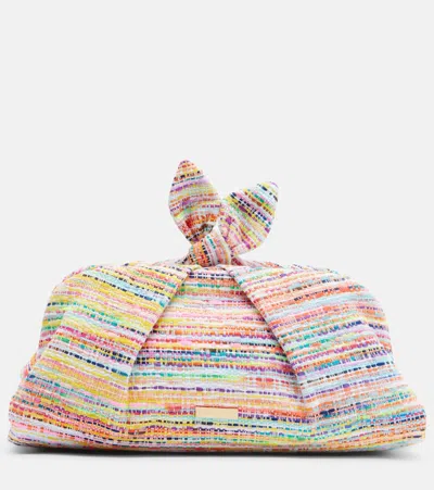 Aquazzura Bowtie Tweed Clutch In Multi