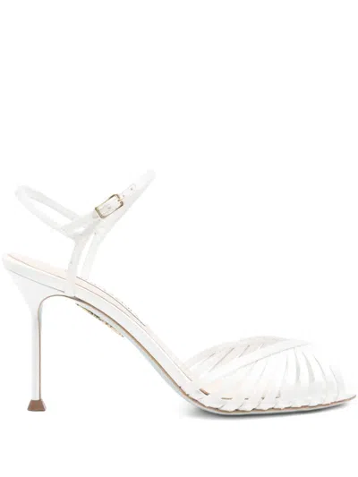 Aquazzura Hold Me Mini Sandal With 8.5cm Heel In White