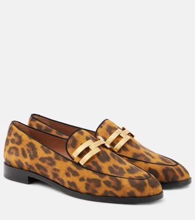 AQUAZZURA BRANDI LEOPARD-PRINT LEATHER LOAFERS