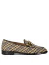 Aquazzura Brandi Tartan Loafers In Beige