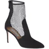 Aquazzura Brera Mesh Suede Stiletto Ankle Booties In Black