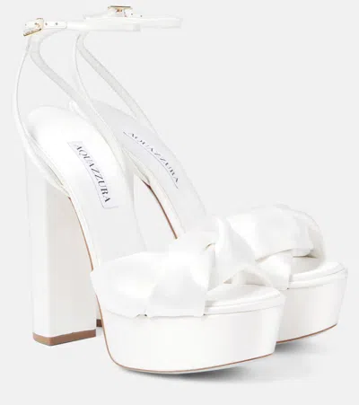 Aquazzura Bridal Plateausandalen Olie 140 Aus Satin In Weiss
