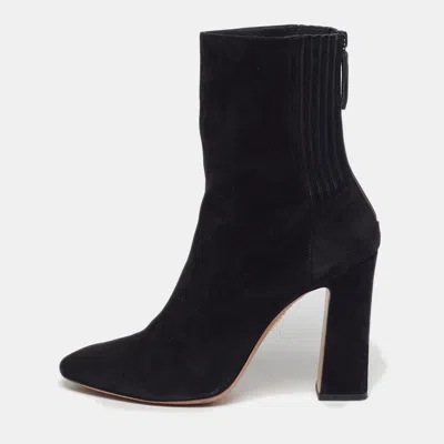 Pre-owned Aquazzura Brooklyn Size 41 Black Suede Ankle Length Boots