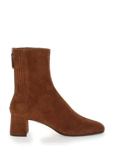 Aquazzura High-ankle Leather Boots In Brown