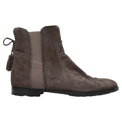 Pre-owned Aquazzura Brown  Suede Ankle Boots Size 37