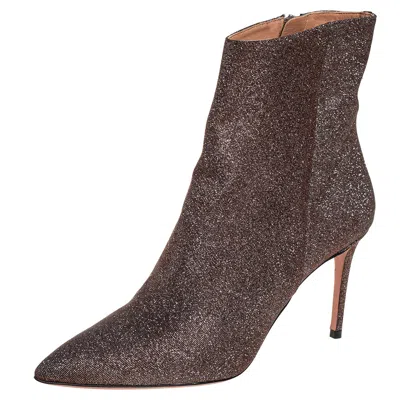 Aquazzura Brown Lurex Fabric Ankle Boots