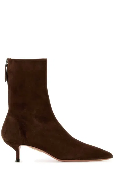Aquazzura Brown Suede Montmartre Ankle Boots