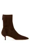 Aquazzura Montmartre 50 Suede Ankle Boots In Espresso