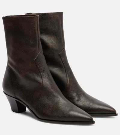 Aquazzura Brunswick 45 Leather Ankle Boots In Brown