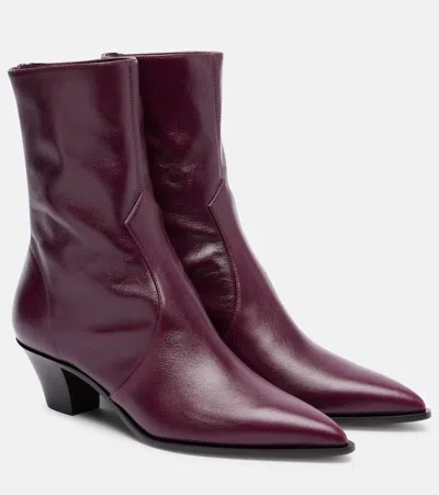 AQUAZZURA BRUNSWICK 45 LEATHER ANKLE BOOTS
